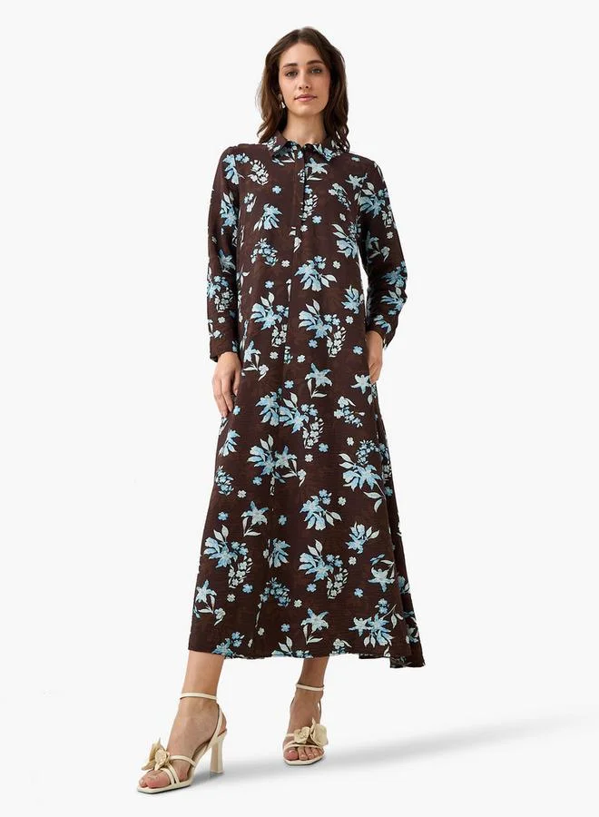 ايكونيك Iconic Printed Women Shirt Dress with Concealed Placket